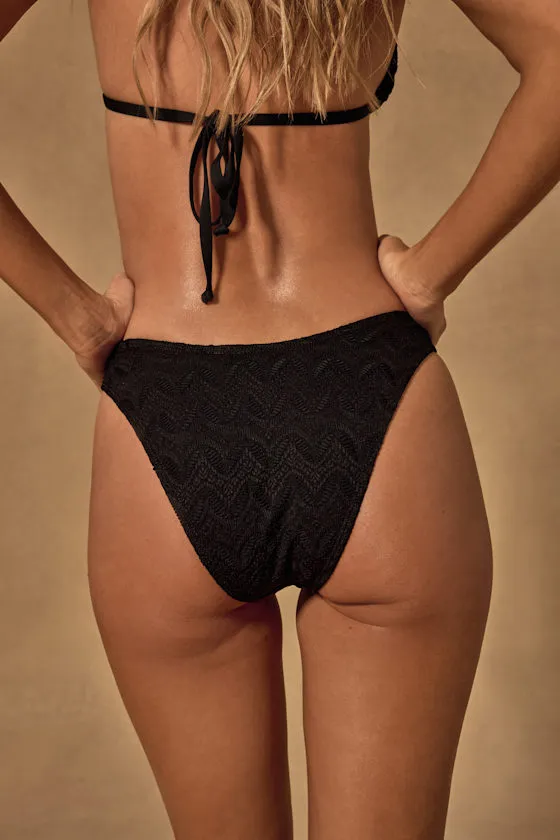 Bungalow Black Textured Cheeky Bikini Bottoms sold by Lulus product image thumbnail 3