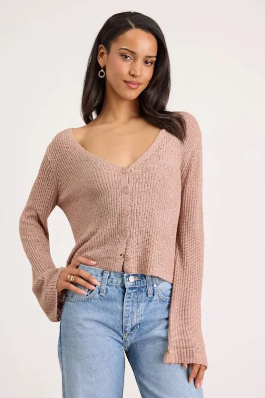 Springtime Sweetie Taupe Loose Knit Cardigan Sweater sold by Lulus