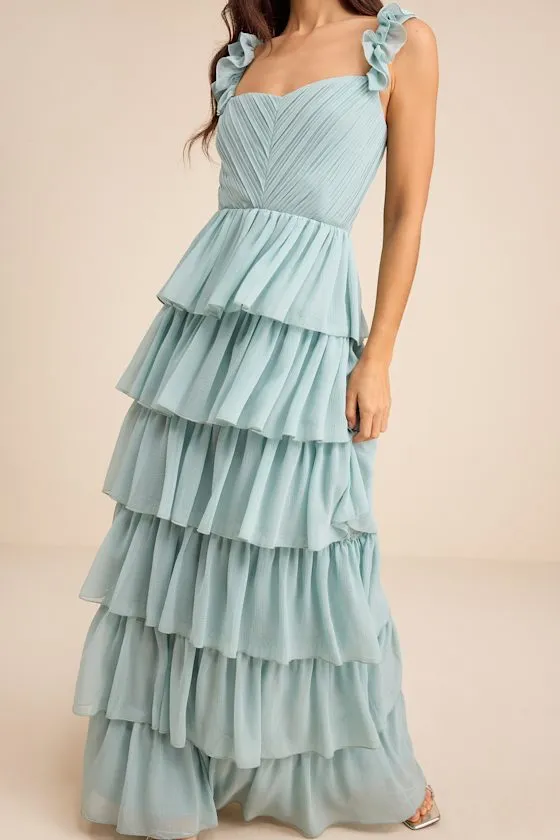 Alba Light Blue Ruffled Tiered Maxi Dress sold by Lulus product image thumbnail 2