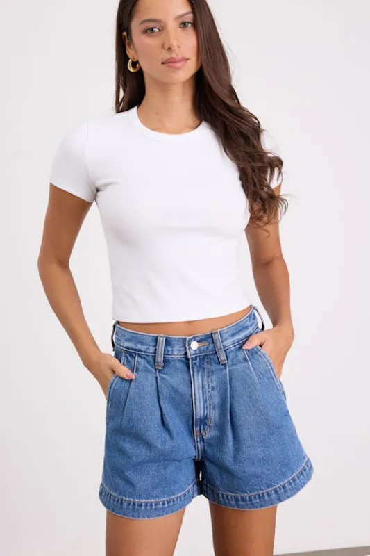 Coranado Medium Wash Denim Pleated Shorts made by Lulus