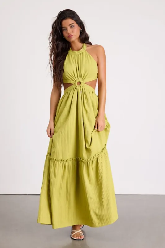 Island Vacay Chartreuse Tie-Back Maxi Dress made by Lulus