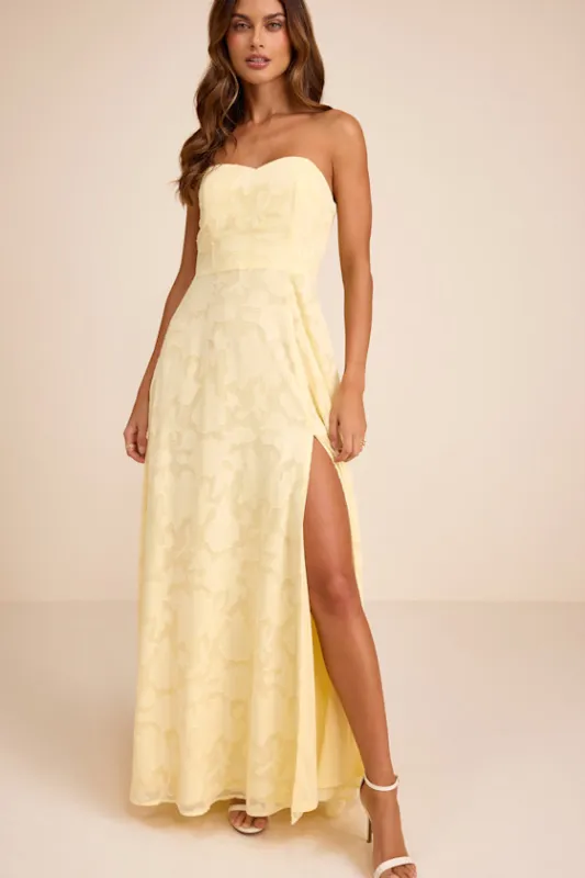 Garden of Romance Light Yellow Burnout Maxi Dress made by Lulus