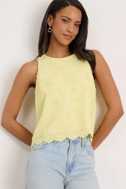 Pleasant Personality Yellow Floral Embroidered Crew Neck Tank sold by Lulus