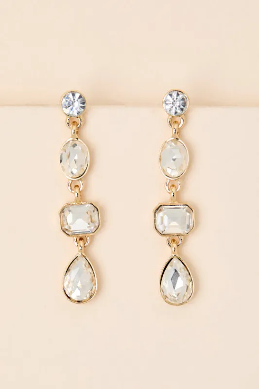 Precise Radiance Clear Rhinestone Drop Earrings sold by Lulus