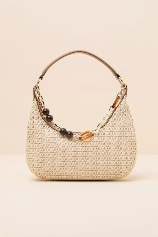 Poppie Ivory Woven Shoulder Bag made by Dolce Vita