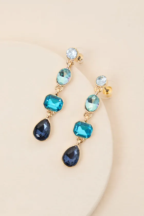 Precise Radiance Blue Rhinestone Drop Earrings sold by Lulus product image thumbnail 2
