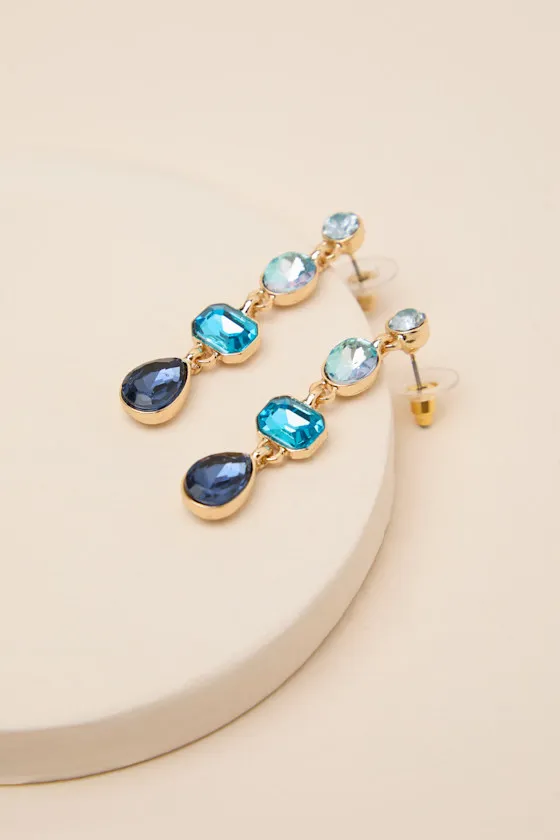 Precise Radiance Blue Rhinestone Drop Earrings sold by Lulus product image thumbnail 4