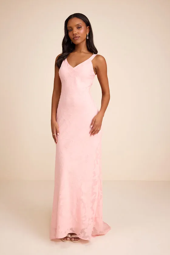 Gracelyn Light Pink Floral Burnout Backless Maxi Dress sold by Lulus product image thumbnail 2