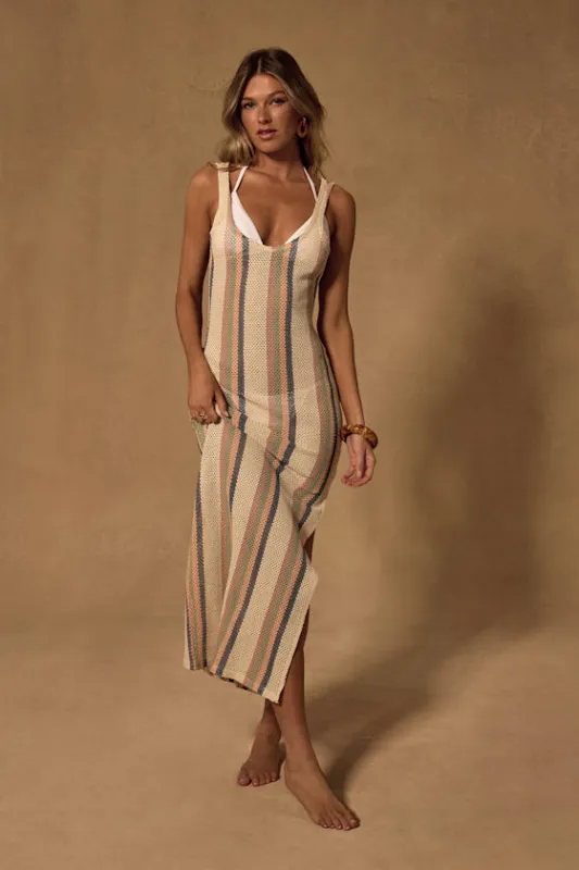 Cabana Cream Multi Striped Crochet Maxi Swim Cover-Up made by Lulus