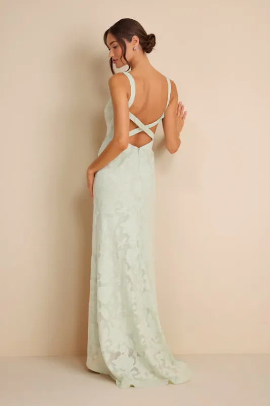 Gracelyn Dusty Sage Floral Burnout Backless Maxi Dress made by Lulus