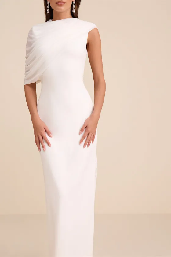 Sutton White Asymmetrical Column Maxi Dress sold by Lulus product image thumbnail 2