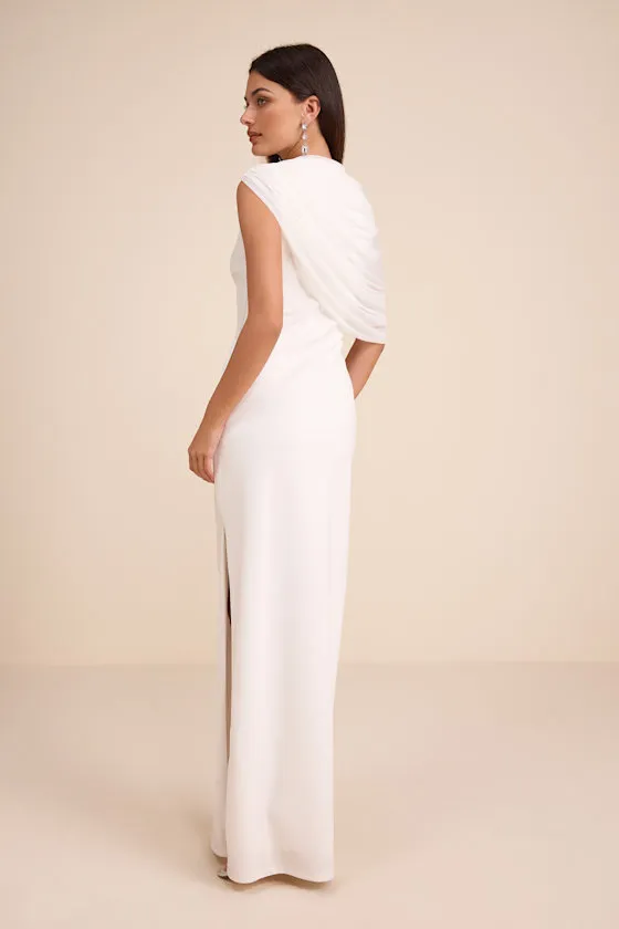 Sutton White Asymmetrical Column Maxi Dress sold by Lulus product image thumbnail 3