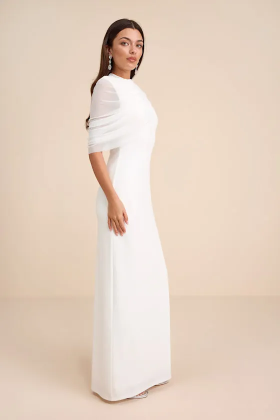Sutton White Asymmetrical Column Maxi Dress sold by Lulus product image thumbnail 4