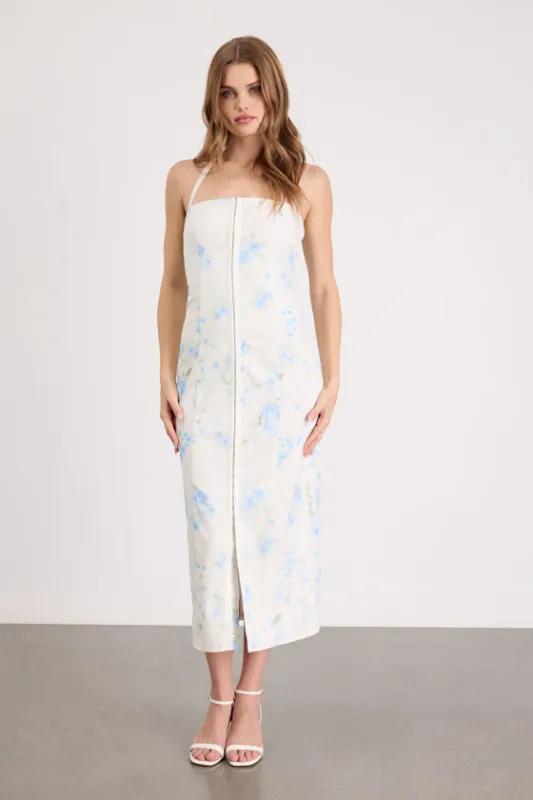 Arrosa White Floral Halter Midi Dress made by Lulus