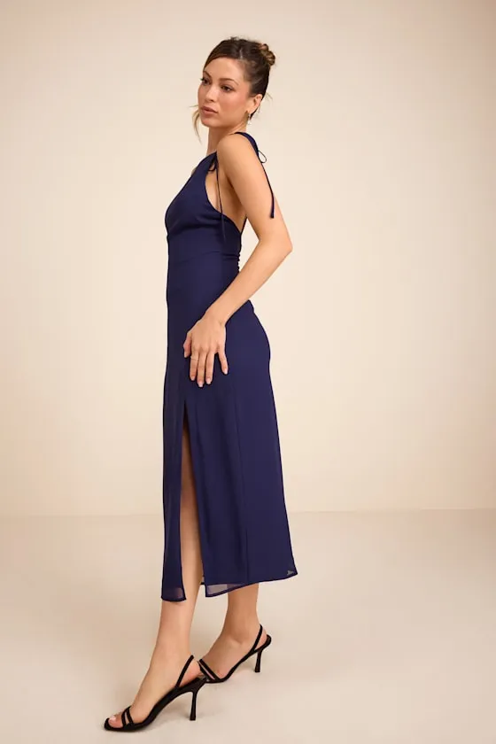 Rebecca Navy Tie-Strap Column Midi Dress sold by Lulus product image thumbnail 3
