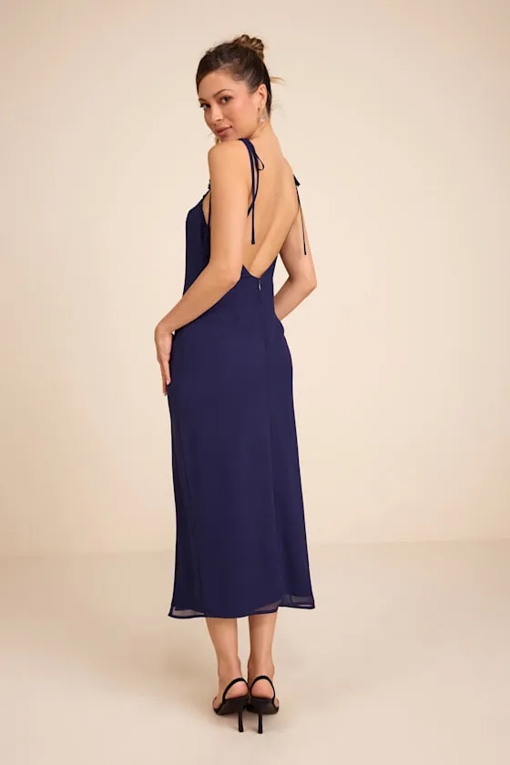 Rebecca Navy Tie-Strap Column Midi Dress sold by Lulus product image thumbnail 4
