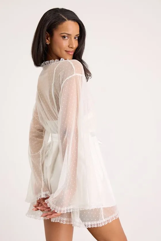 Ambrosia Ivory Sheer Mesh Short Robe sold by Lulus product image thumbnail 2
