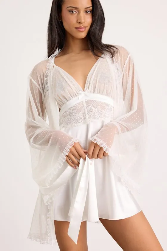 Ambrosia Ivory Sheer Mesh Short Robe sold by Lulus product image thumbnail 3
