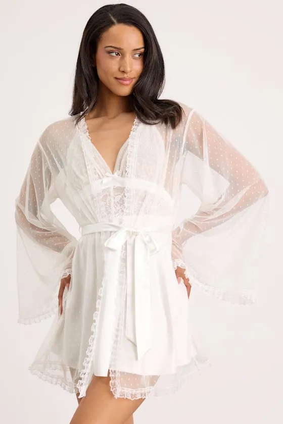 Ambrosia Ivory Sheer Mesh Short Robe sold by Lulus product image thumbnail 4