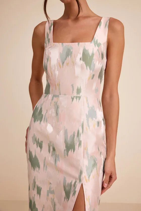 Diani Blush Abstract Jacquard Column Midi Dress sold by Lulus product image thumbnail 2