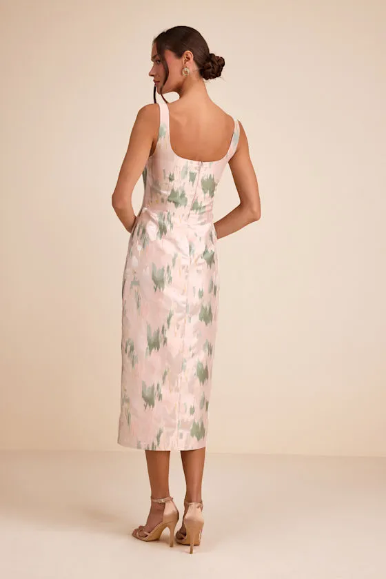 Diani Blush Abstract Jacquard Column Midi Dress sold by Lulus product image thumbnail 3