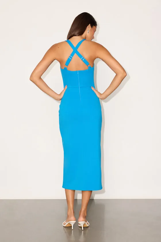 Rumi Turquoise Sleeveless Column Midi Dress sold by Lulus product image thumbnail 3