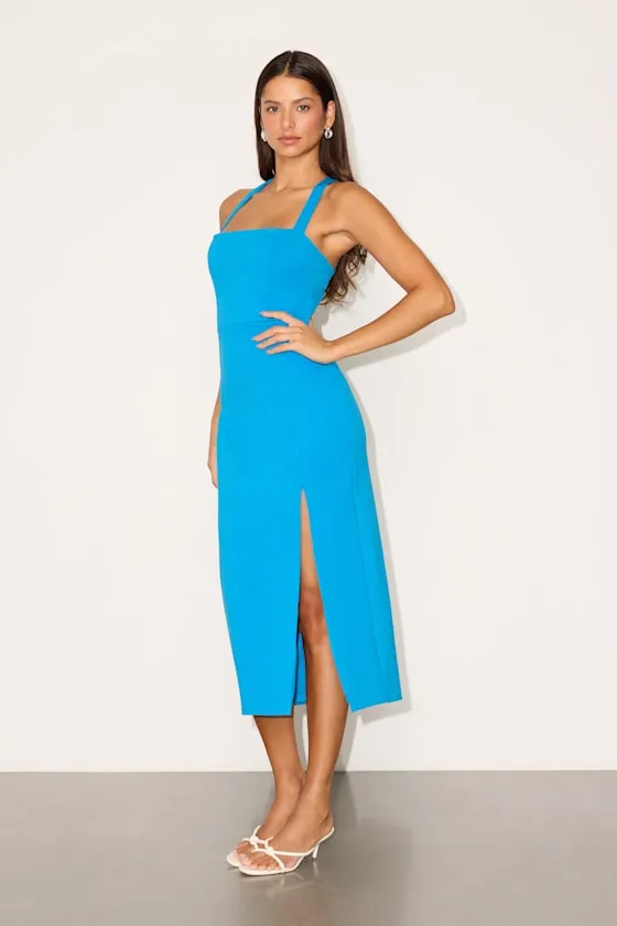 Rumi Turquoise Sleeveless Column Midi Dress sold by Lulus product image thumbnail 4