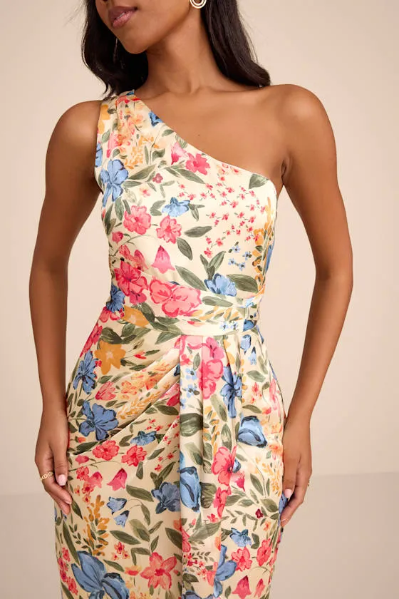 Rhema Cream Multi Floral Print Satin Midi Dress sold by Lulus product image thumbnail 2