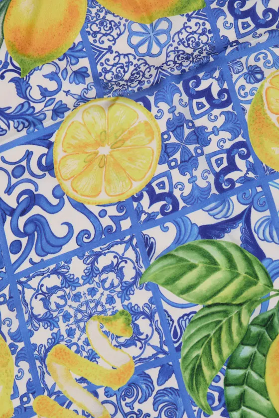 Elena Blue Lemon Print Satin Scarf sold by Lulus product image thumbnail 2