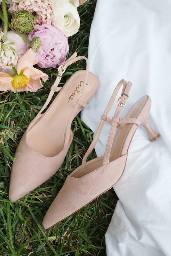 Talia Blush Suede Pointed-Toe Slingback Pumps sold by Lulus product image thumbnail 2