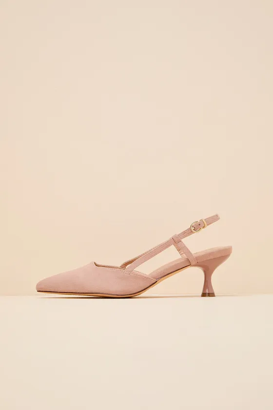 Talia Blush Suede Pointed-Toe Slingback Pumps sold by Lulus product image thumbnail 4