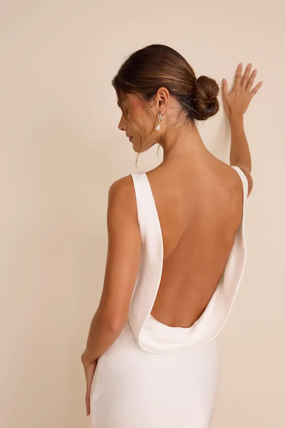 Libby White Satin Cowl Back Maxi Dress sold by Lulus product image thumbnail 3