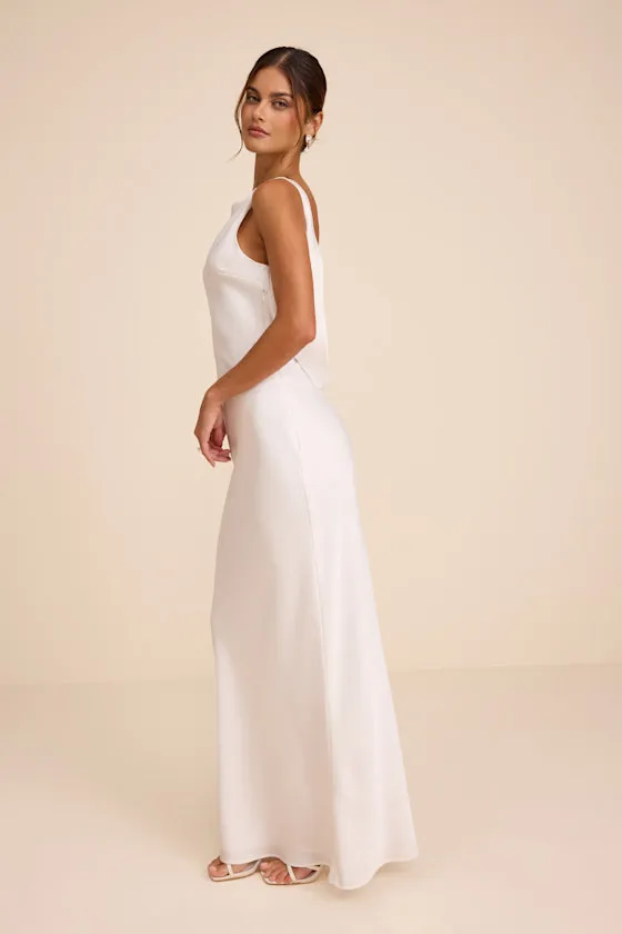 Libby White Satin Cowl Back Maxi Dress sold by Lulus product image thumbnail 4