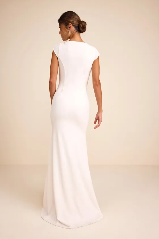 Alena White Cap Sleeve Mermaid Maxi Dress sold by Lulus product image thumbnail 3