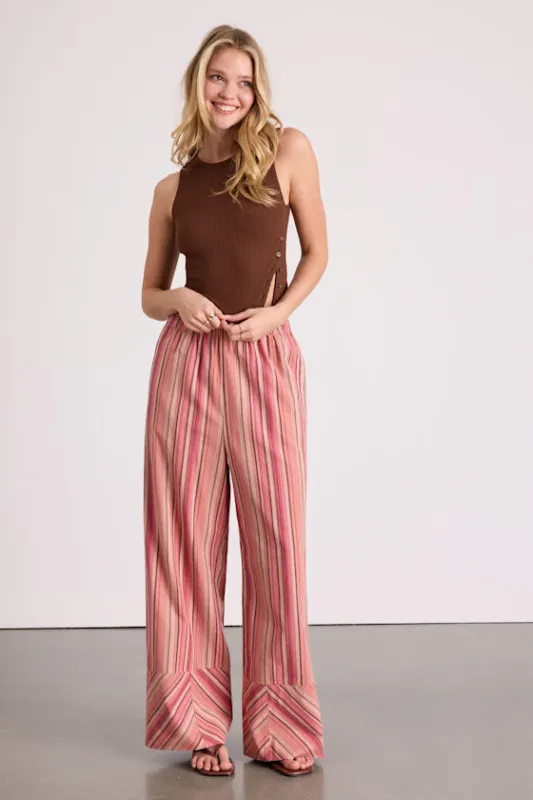Docia Pink Striped Cotton Wide-Leg Pants sold by Lulus