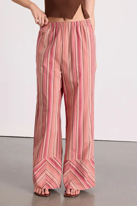 Docia Pink Striped Cotton Wide-Leg Pants sold by Lulus product image thumbnail 2