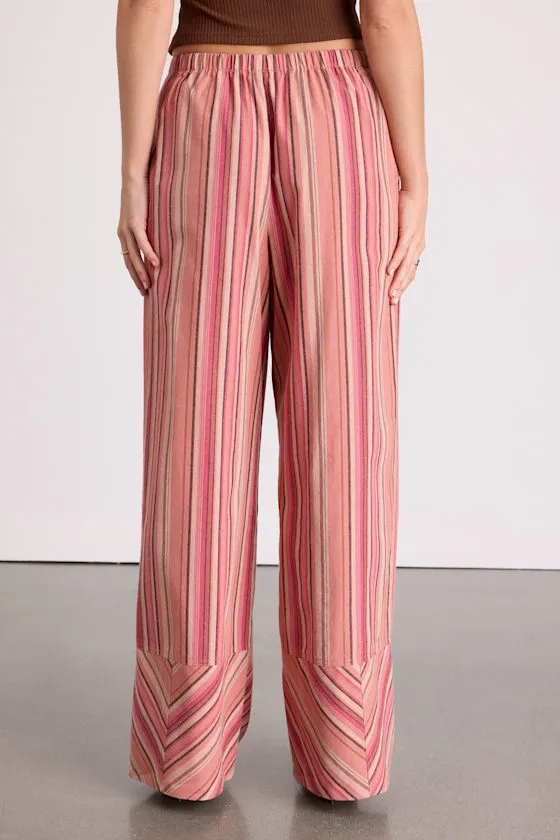 Docia Pink Striped Cotton Wide-Leg Pants sold by Lulus product image thumbnail 3