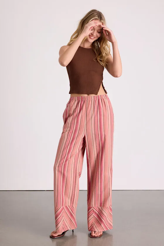 Docia Pink Striped Cotton Wide-Leg Pants sold by Lulus product image thumbnail 4