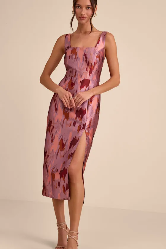 Diani Mauve Abstract Jacquard Column Midi Dress sold by Lulus product image thumbnail 3