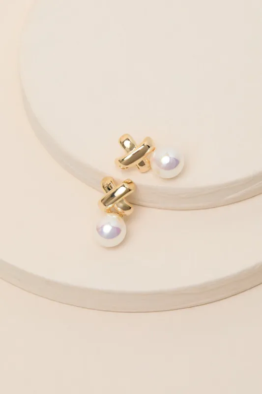 Arabeth Gold Pearl Stud Earrings sold by Lulus
