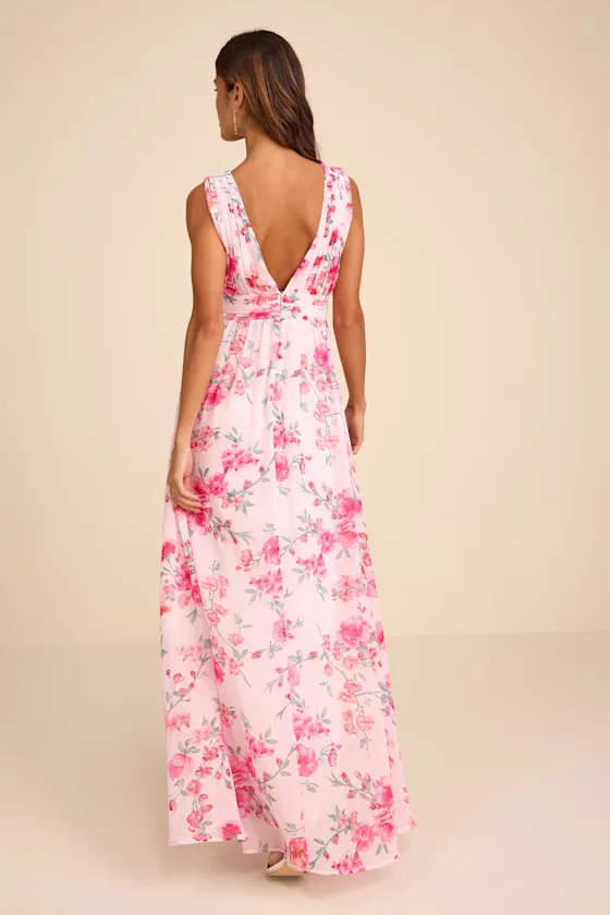 Heavenly Hues Pink Floral Maxi Dress sold by Lulus product image thumbnail 3
