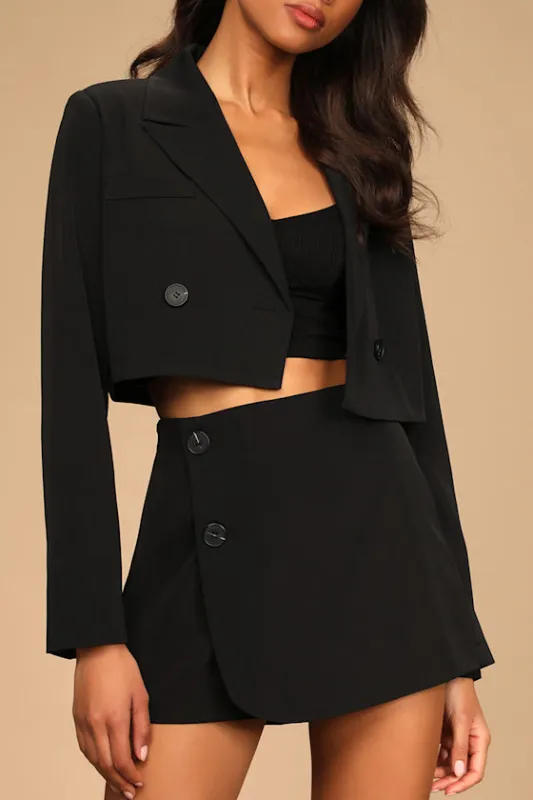 Suit 'Em Up Black High-Waisted Skort made by Lulus