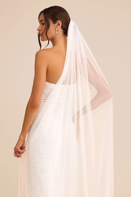 Gliona White Mesh Beaded Long Veil sold by Lulus product image thumbnail 2
