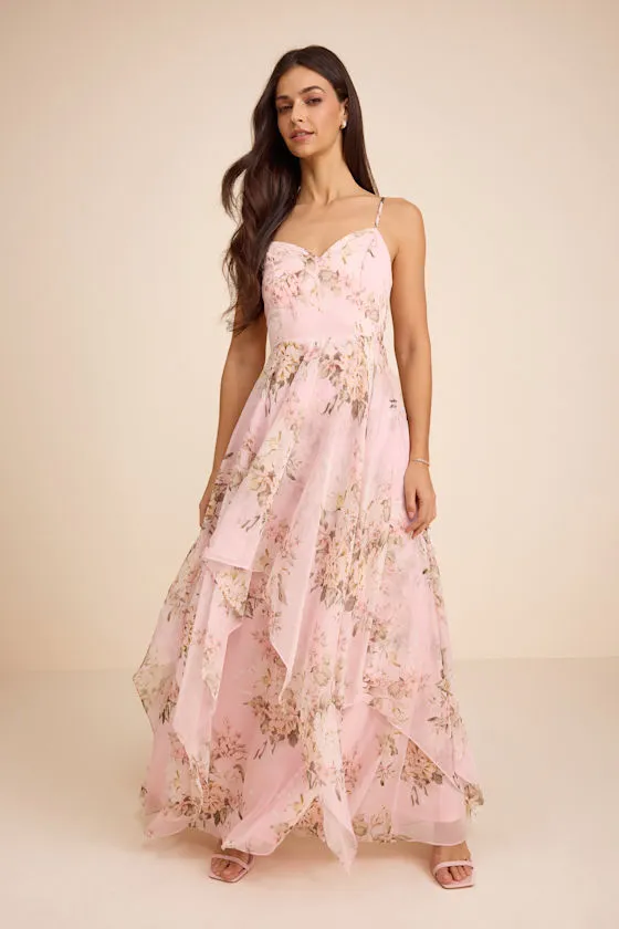 Breigh Blush Floral Sleeveless Maxi Dress sold by Lulus