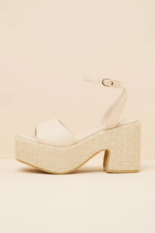 Arden Ivory Raffia Platform Ankle Strap Sandals made by Lulus
