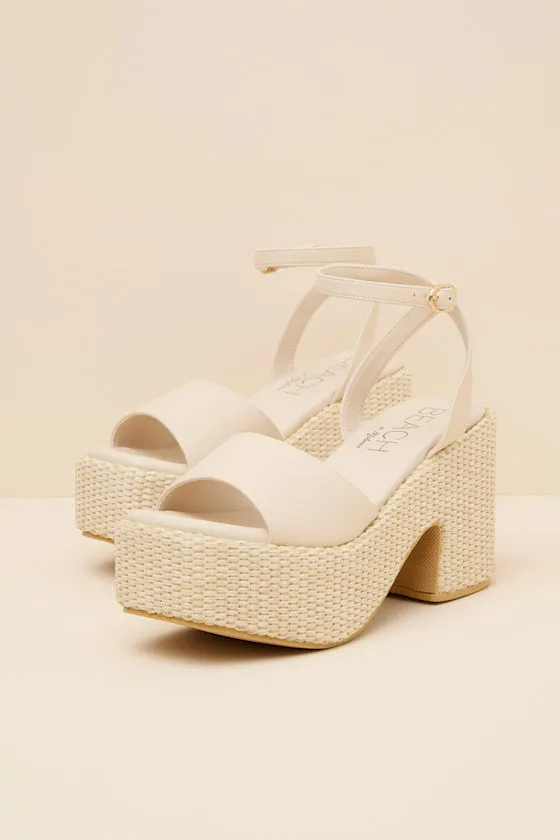 Arden Ivory Raffia Platform Ankle Strap Sandals sold by Lulus product image thumbnail 3