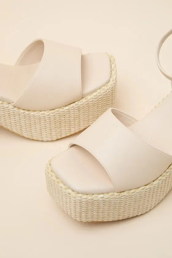 Arden Ivory Raffia Platform Ankle Strap Sandals sold by Lulus product image thumbnail 4