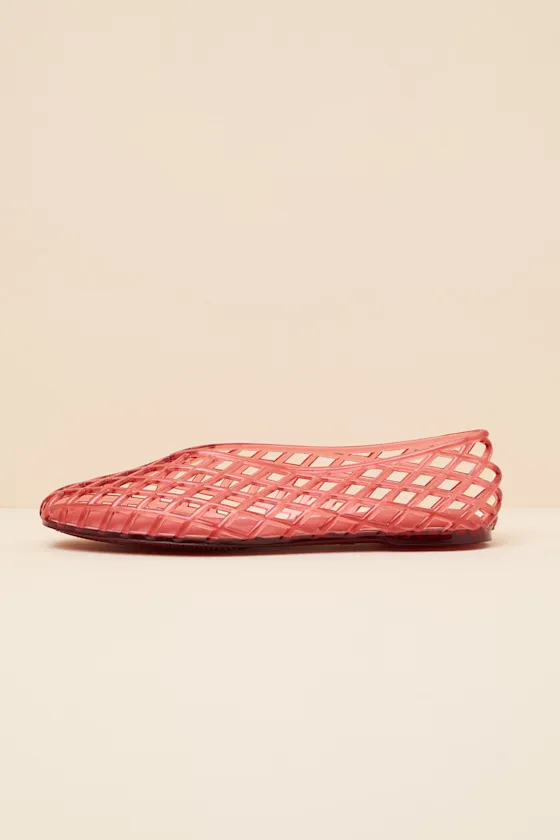 Jam Coral Sheer Jelly Flats sold by Lulus