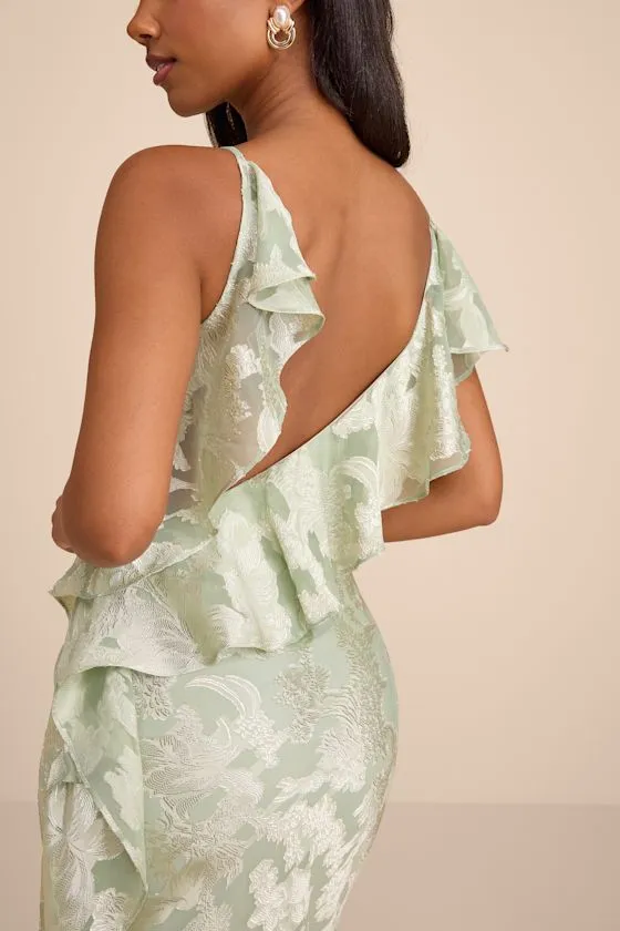 Narelle Sage Floral Burnout Ruffled Maxi Dress sold by Lulus product image thumbnail 2