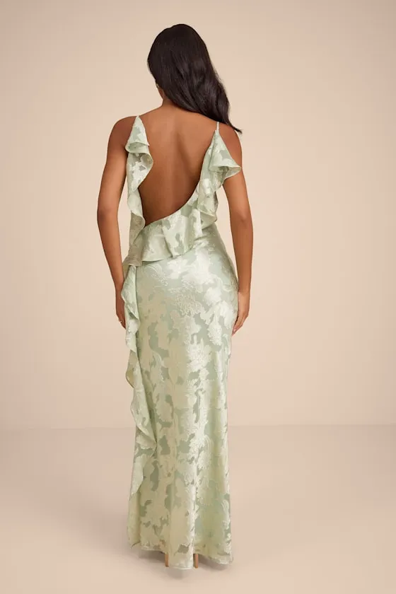 Narelle Sage Floral Burnout Ruffled Maxi Dress sold by Lulus product image thumbnail 3